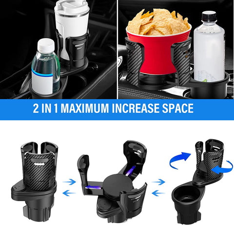 Car cup holder expander 2-in-1 car organizer Rotatable cup holder Car interior accessories Multifunctional cup holder Car storage solution Space-saving cup holder Premium car accessories Adjustable cup holder Durable ABS plastic Noise-reducing cup holder Stable car cup holder Portable cup holder Universal cup holder adapter Vehicle cup holder organizer Interior car organization Cup holder for water bottles Car drink holder Car gadget holder Cup holder for mobile phones
